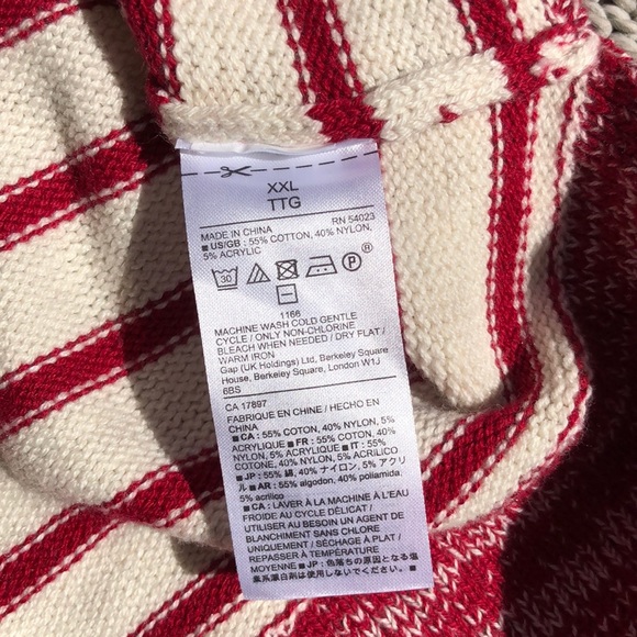 Gap red & white striped crew neck sweater great for Go Red for Women month - Picture 4 of 4